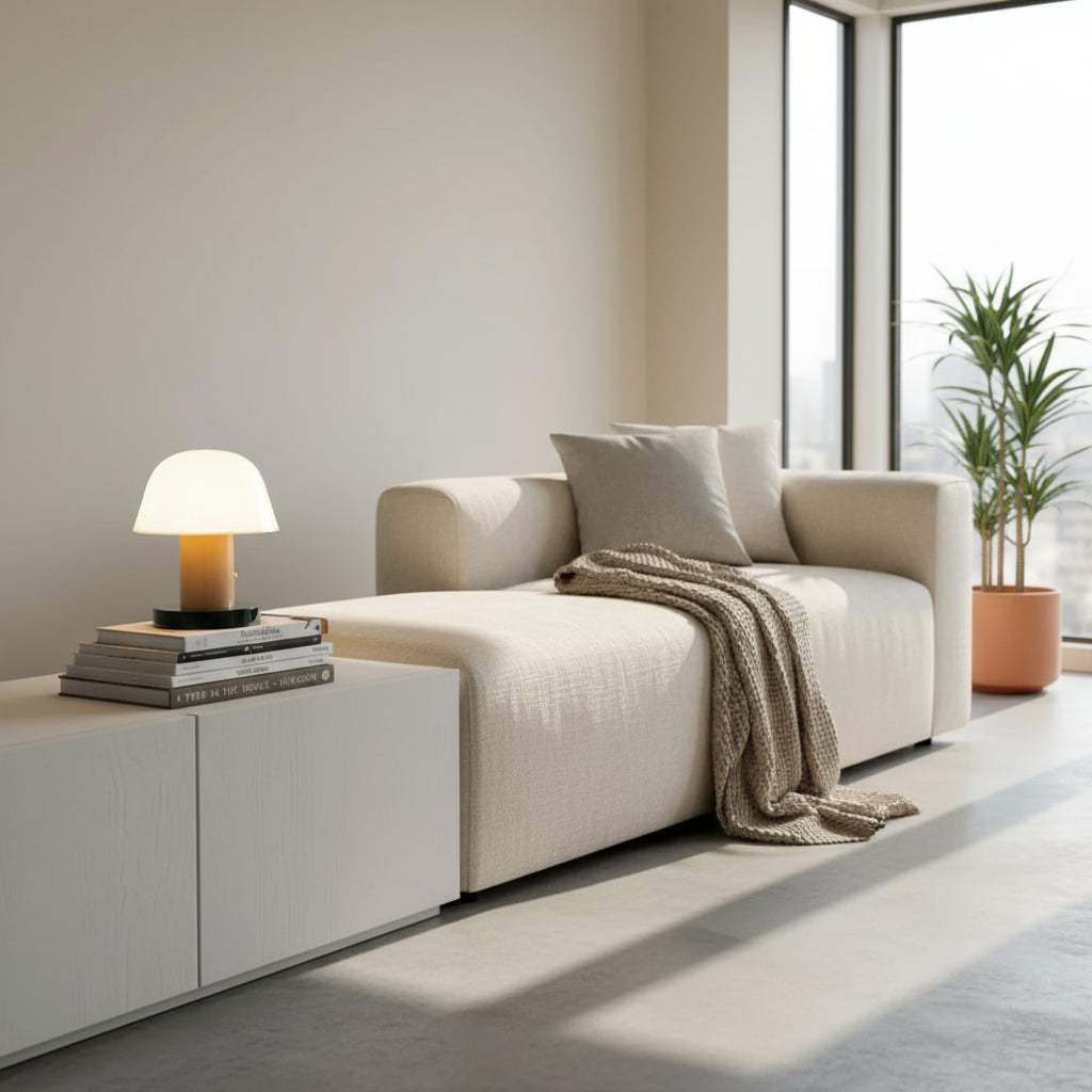 Table lamp on a modern living room