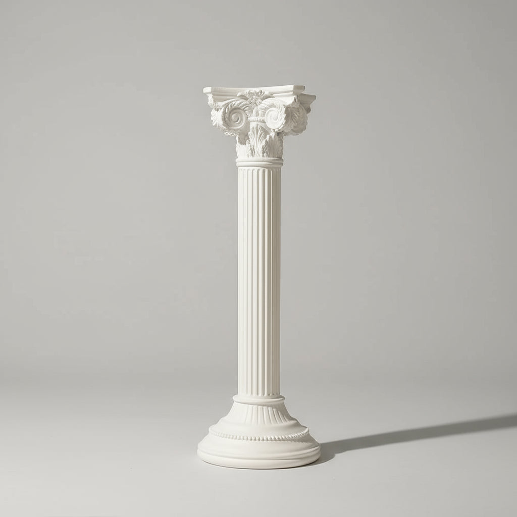 Decorative white columns on a soft background