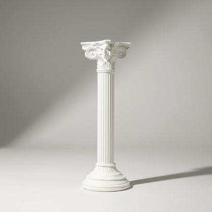 Decorative white column on a neutral background