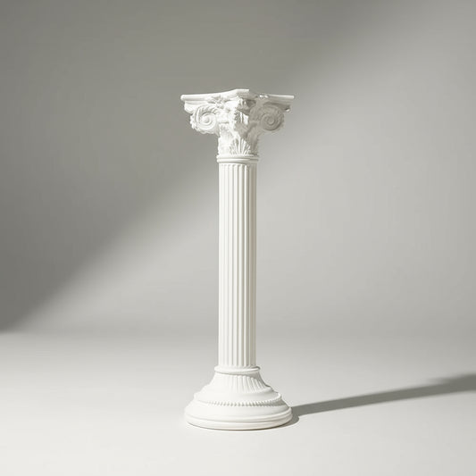 Decorative white column on a neutral background