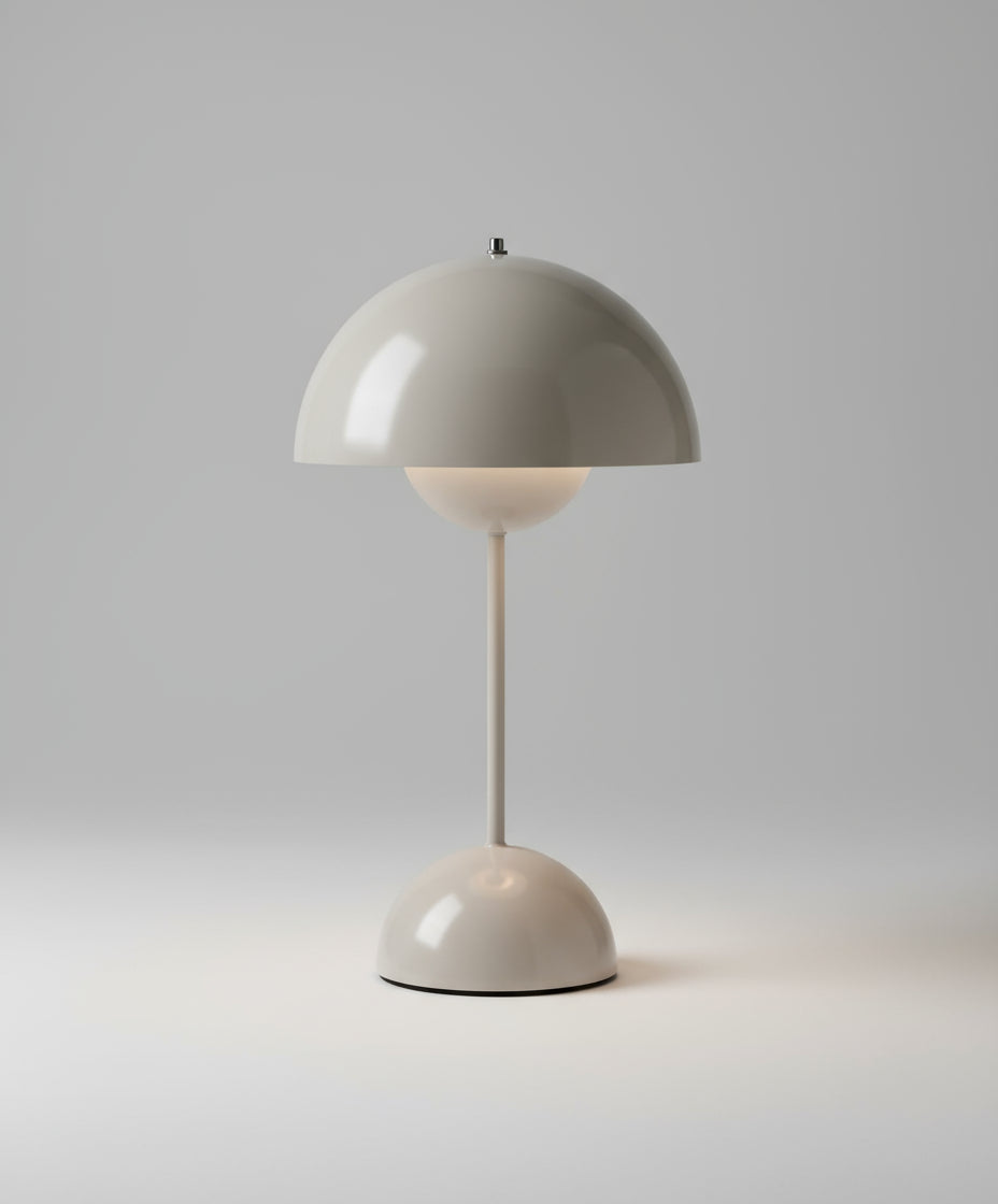Grey table lamp on a gray background