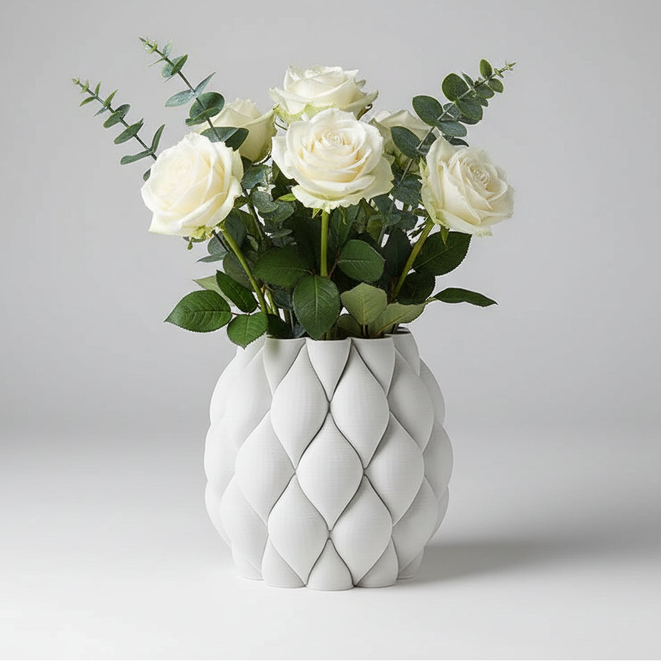 White textured vase on a white background with 'ZIZI Fish' branding.