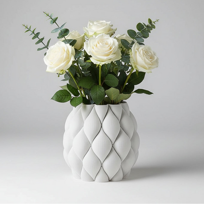 White textured vase on a white background with 'ZIZI Fish' branding.